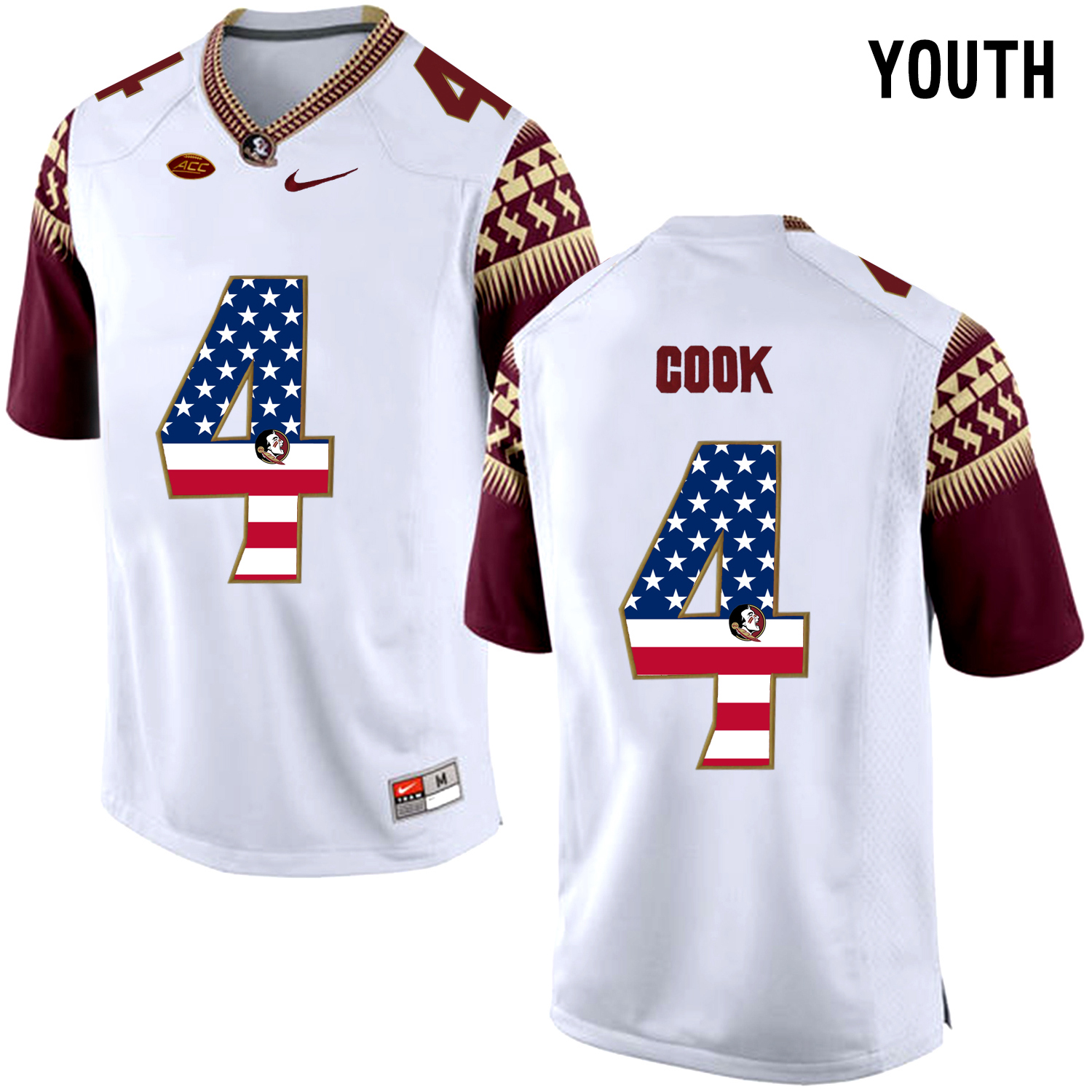 US Flag Fashion Youth Florida State Seminoles Dalvin Cook 4 College Football Limited Jersey White